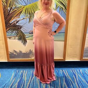 Pink Formal Full Length Shiny Dress 2XL